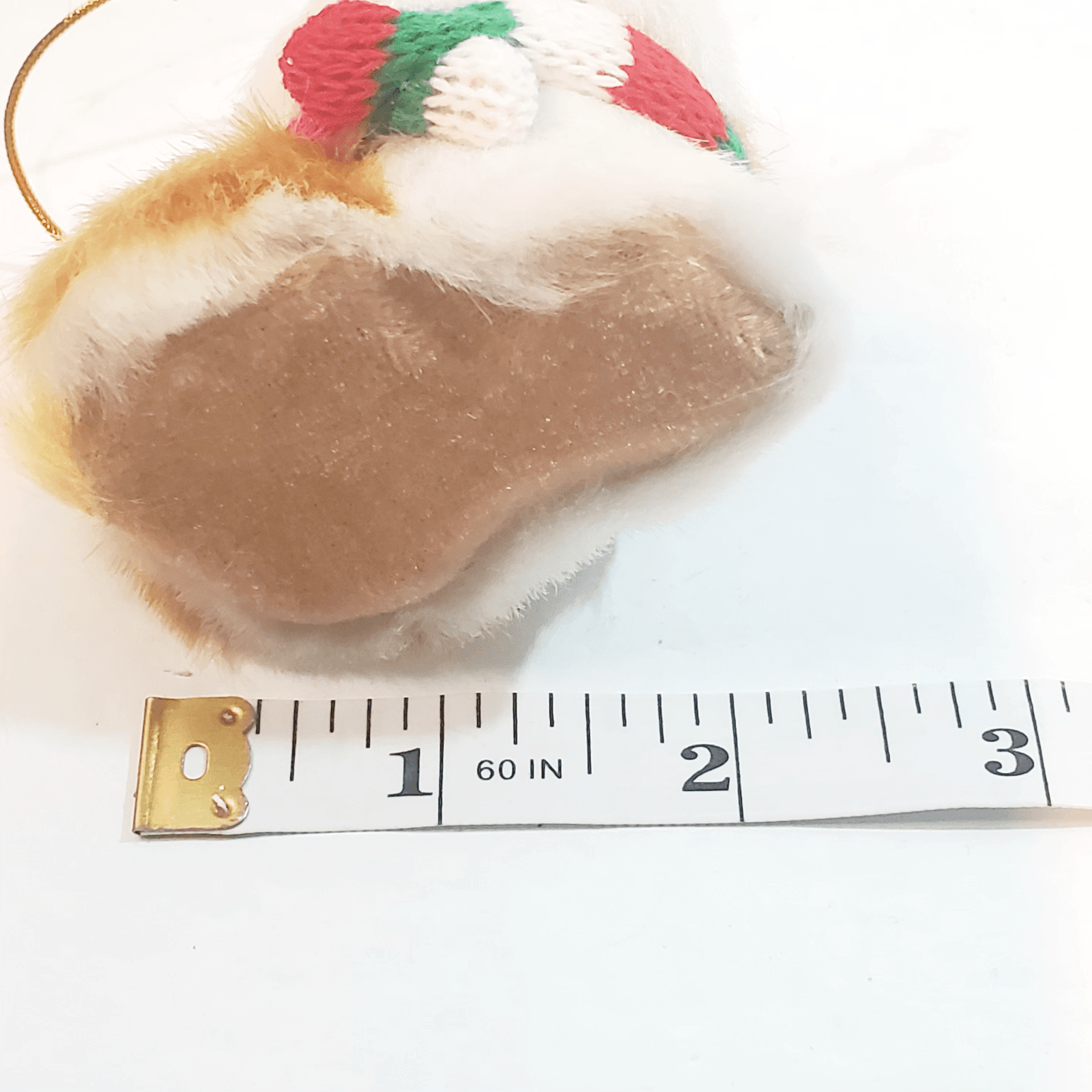 Faux Fur Kitten Miniature Christmas Ornament Cat Kitten Glass Eyes Orange White - Thumbnail 3