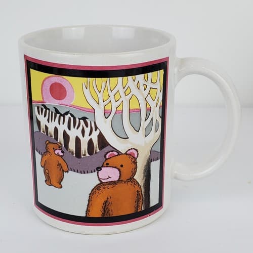 Vintage Japan Teddy Bears Family Forrest Sunset Coffee Tea Mug Cup