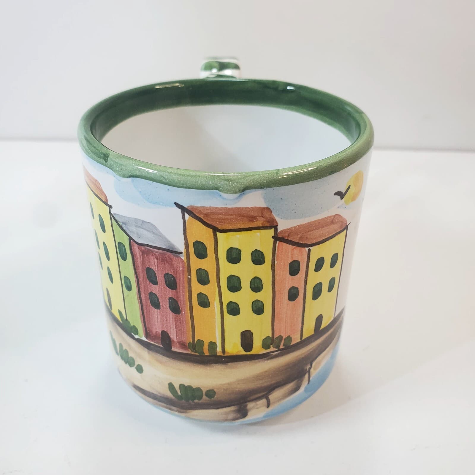 Vintage Dip. A Mano Made in Italy Ceramic Vernazza Design Coffee Tea Mug Cup - Thumbnail 2
