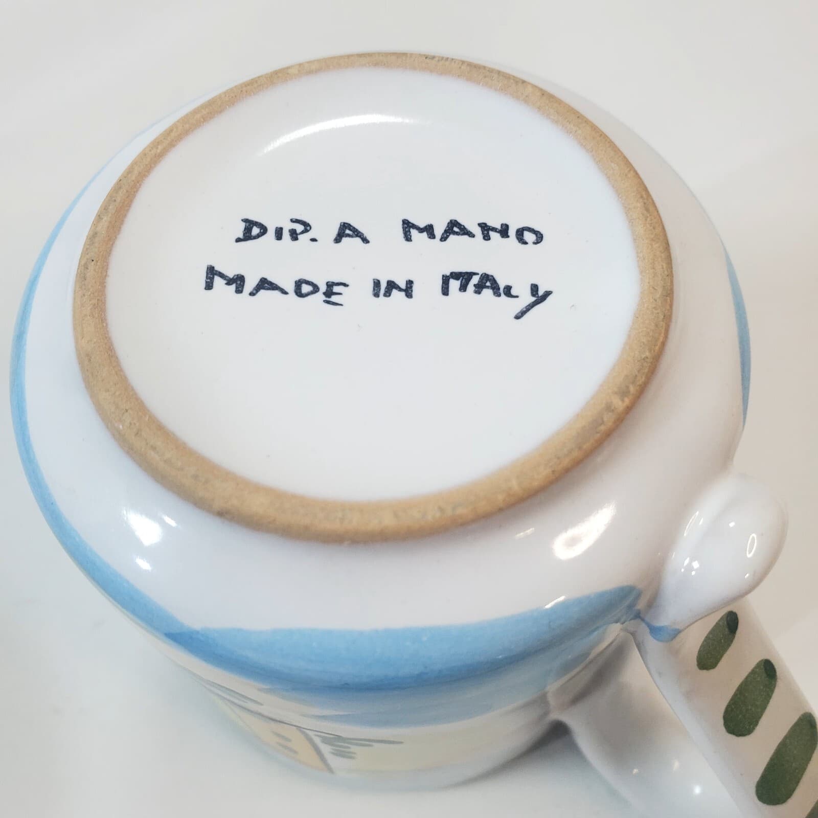 Vintage Dip. A Mano Made in Italy Ceramic Vernazza Design Coffee Tea Mug Cup - Thumbnail 6