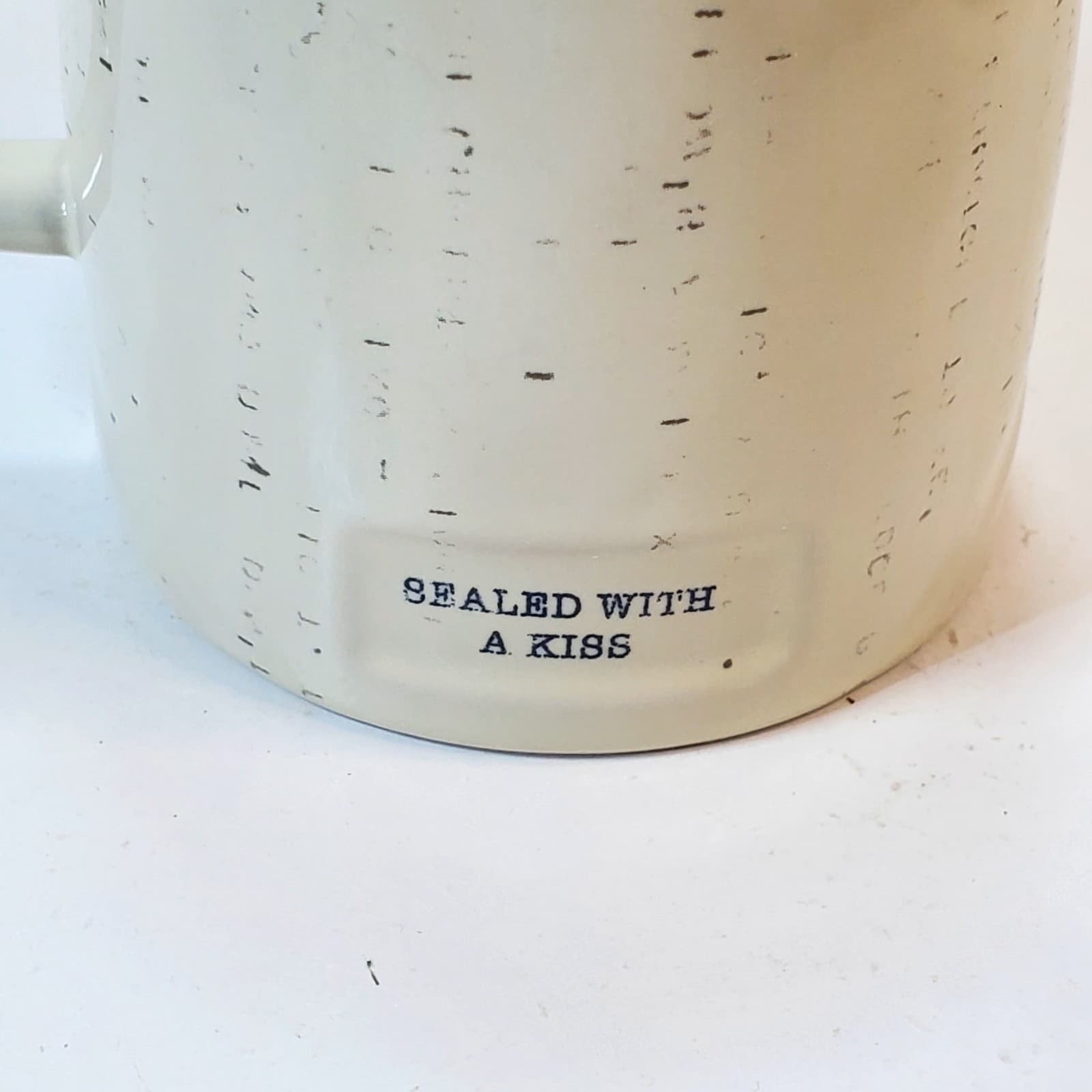 Demdaco Off White Brown Speckled Glazed P.S. I Love You SWAK Coffee Mug - Thumbnail 4