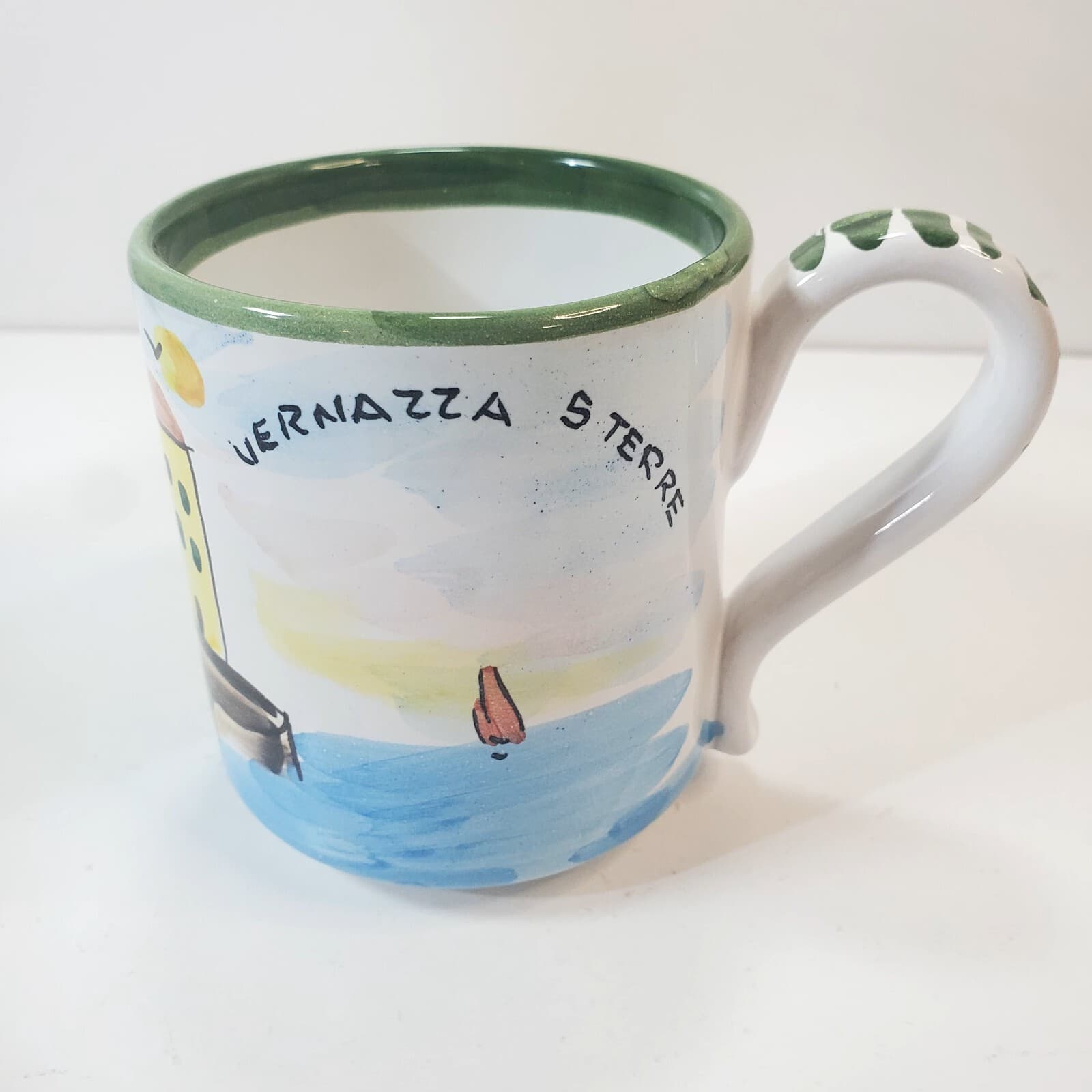 Vintage Dip. A Mano Made in Italy Ceramic Vernazza Design Coffee Tea Mug Cup - Thumbnail 3