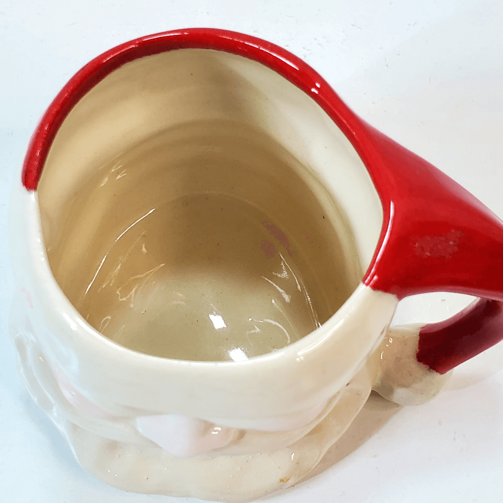 Vtg Glazed Santa Claus Face Mug Open Eyes Christmas Ceramic Signed D. Carlino - Thumbnail 3