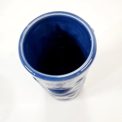 Vtg Accoutrements 2001 Tiki Mug Tumbler Bar Ware Blue Glazed Ceramic Polynesian - Thumbnail 2