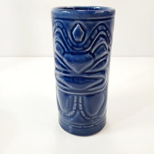 Vtg Accoutrements 2001 Tiki Mug Tumbler Bar Ware Blue Glazed Ceramic Polynesian - Thumbnail 3