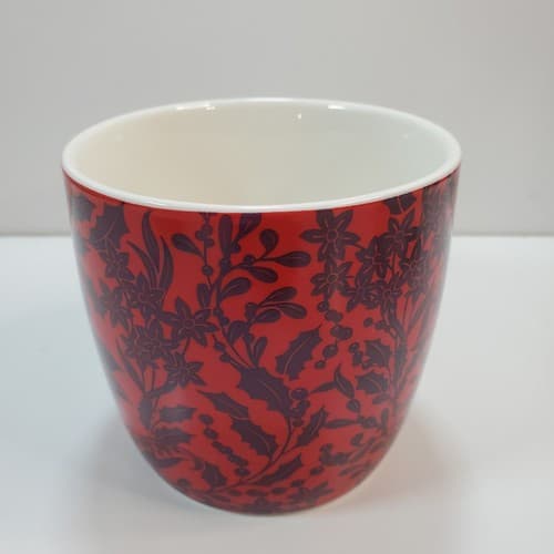 Starbucks 2017 Holiday Red Purple Poinsettia Holly 14 fl oz Gold Logo Mug Floral - Thumbnail 2