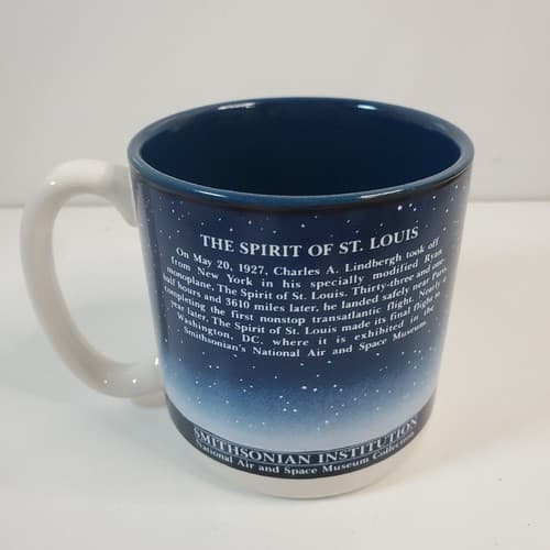 Vintage 1988 Spirit of St. Louis Airplane Smithsonian Institute Coffee Mug Cup - Thumbnail 3