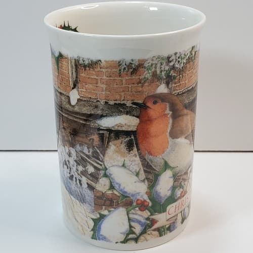 Vtg Dunoon Scotland Christmas 1993 Coffee Tea Mug Cup Robin Red Breasted Bird - Thumbnail 2