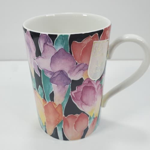 Vtg Dunoon TULIPS Ashbourne Christine Chadwick Stoneware Coffee Mug Scotland 4" - Thumbnail 3
