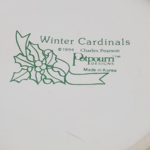 Vtg Potpourri Designs Winter Cardinals Coffee Mug Bird Holly Berries Snow 1994 - Thumbnail 7