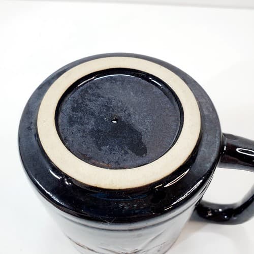 Vintage 80's Brown Glazed Pottery Coffee Mug Tea Cup Catfish Oriental Japan Art - Thumbnail 7