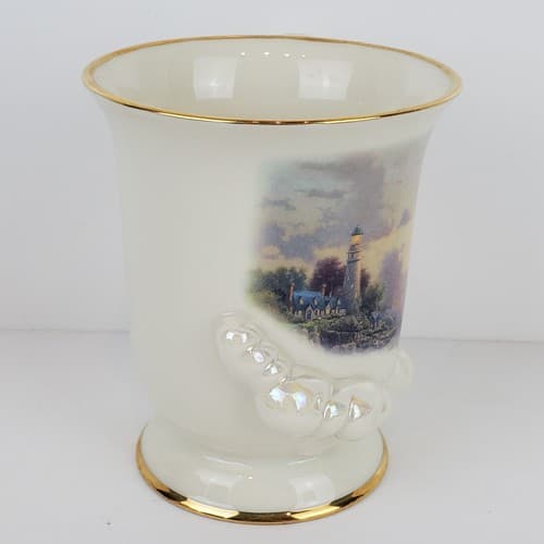 Lenox 2004 Thomas Kinkade The Seaside Lighthouse Gold Trim 3D Mug Fine China - Thumbnail 3