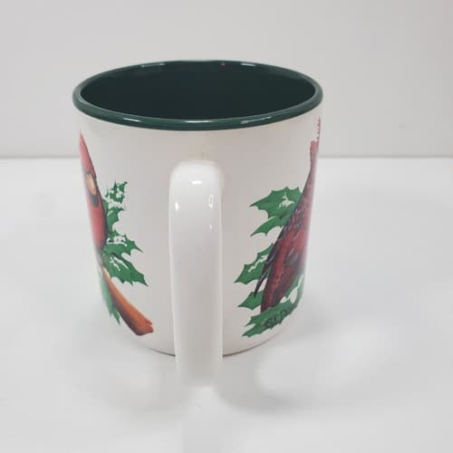 Vtg Potpourri Designs Winter Cardinals Coffee Mug Bird Holly Berries Snow 1994 - Thumbnail 5