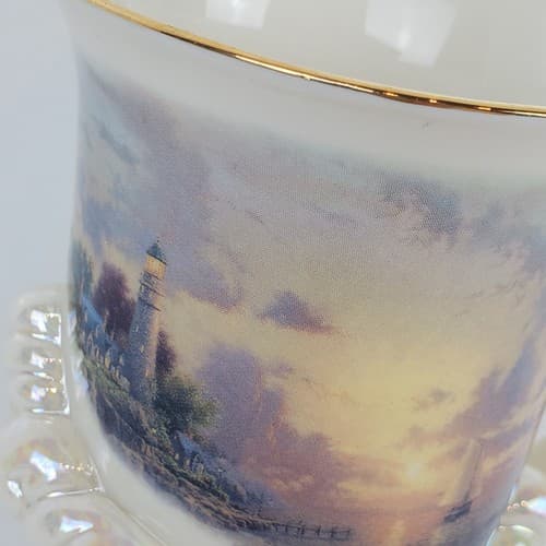 Lenox 2004 Thomas Kinkade The Seaside Lighthouse Gold Trim 3D Mug Fine China - Thumbnail 2