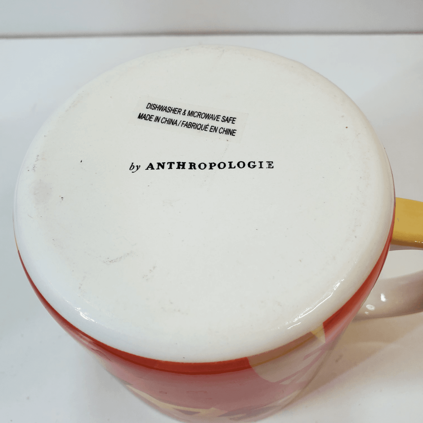 Anthropologie Coffee Mug Cup Multicolored A's in Different Fonts Yellow Inside - Thumbnail 6