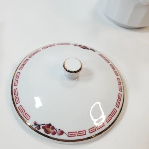 Vintage Tatung Taiwan Porcelain Cherry Blossom Tall Tea Cup Mug w/ Lid - Thumbnail 5
