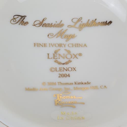 Lenox 2004 Thomas Kinkade The Seaside Lighthouse Gold Trim 3D Mug Fine China - Thumbnail 7