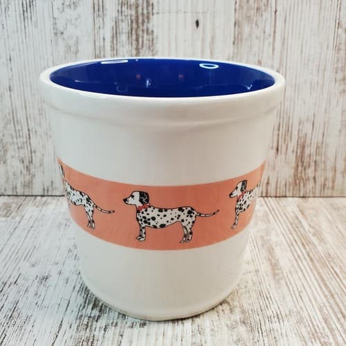 Dalmation Dog Ceramic Large Coffee Tea Mug Cup by Magenta White Blue Peach - Thumbnail 2