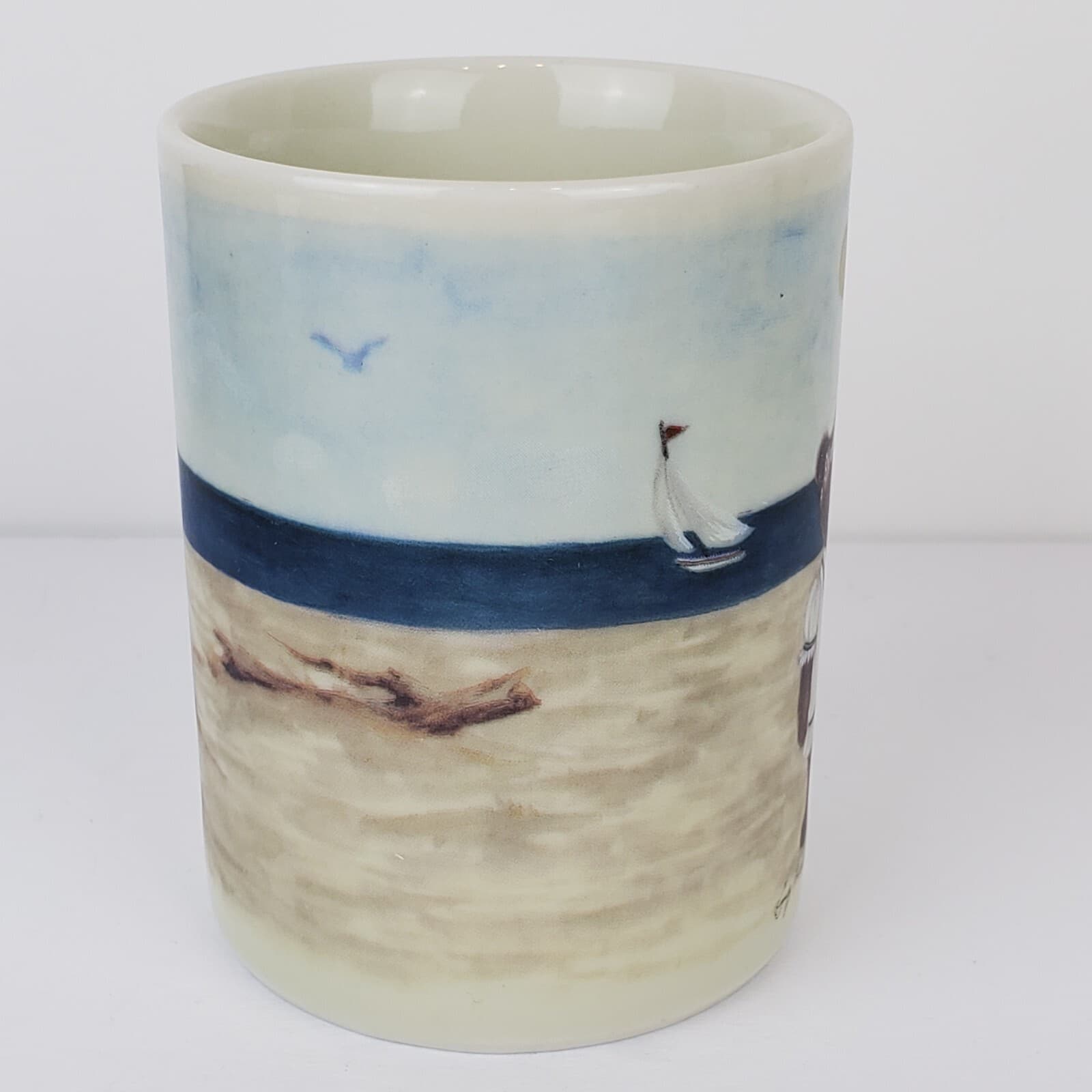 Vtg Signed Otagiri Japan Porcelain Beach Seaside Teddy Bear Mug Sunrise Publish - Thumbnail 3