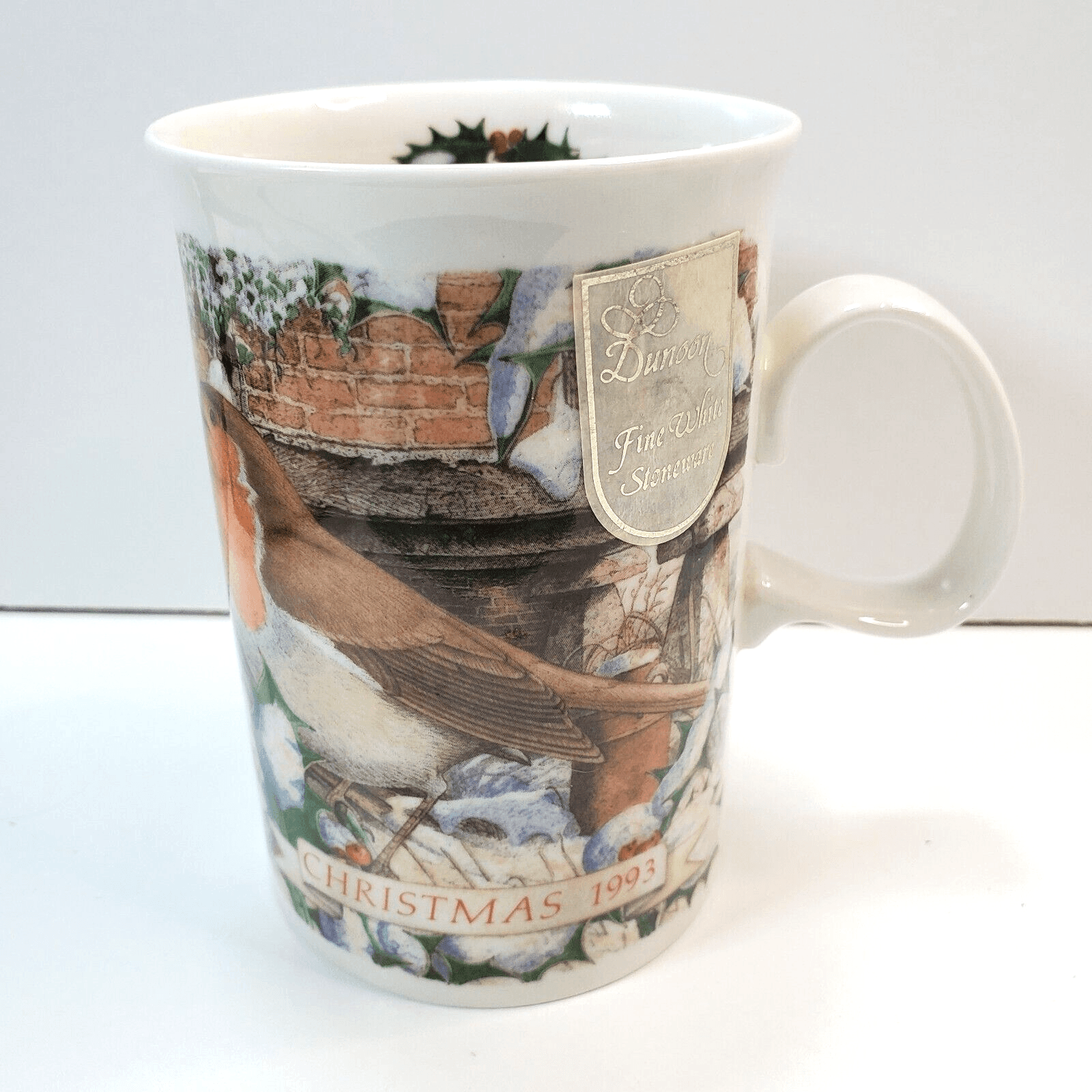 Vtg Dunoon Scotland Christmas 1993 Coffee Tea Mug Cup Robin Red Breasted Bird