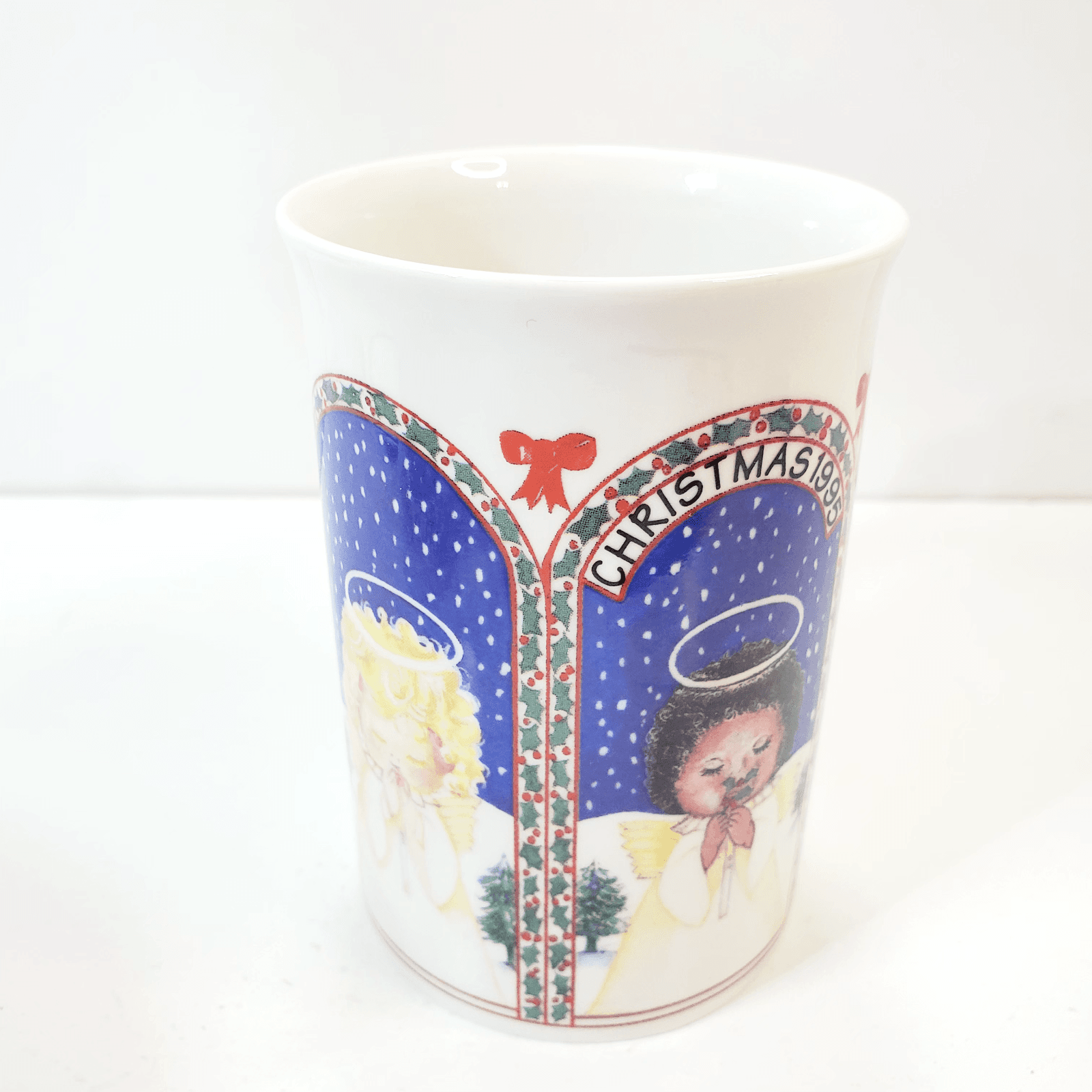 Vtg Dunoon Scotland Christmas 1995 Coffee Tea Mug Cup International Angels - Thumbnail 3