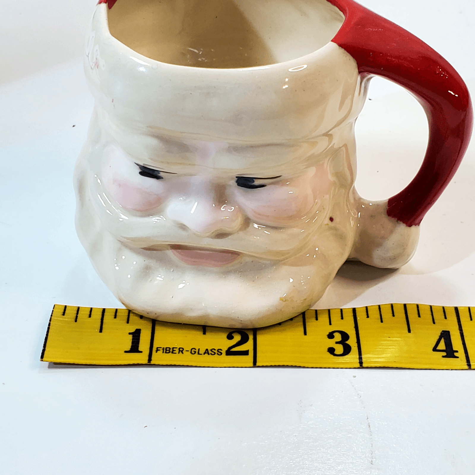Vtg Glazed Santa Claus Face Mug Open Eyes Christmas Ceramic Signed D. Carlino - Thumbnail 8