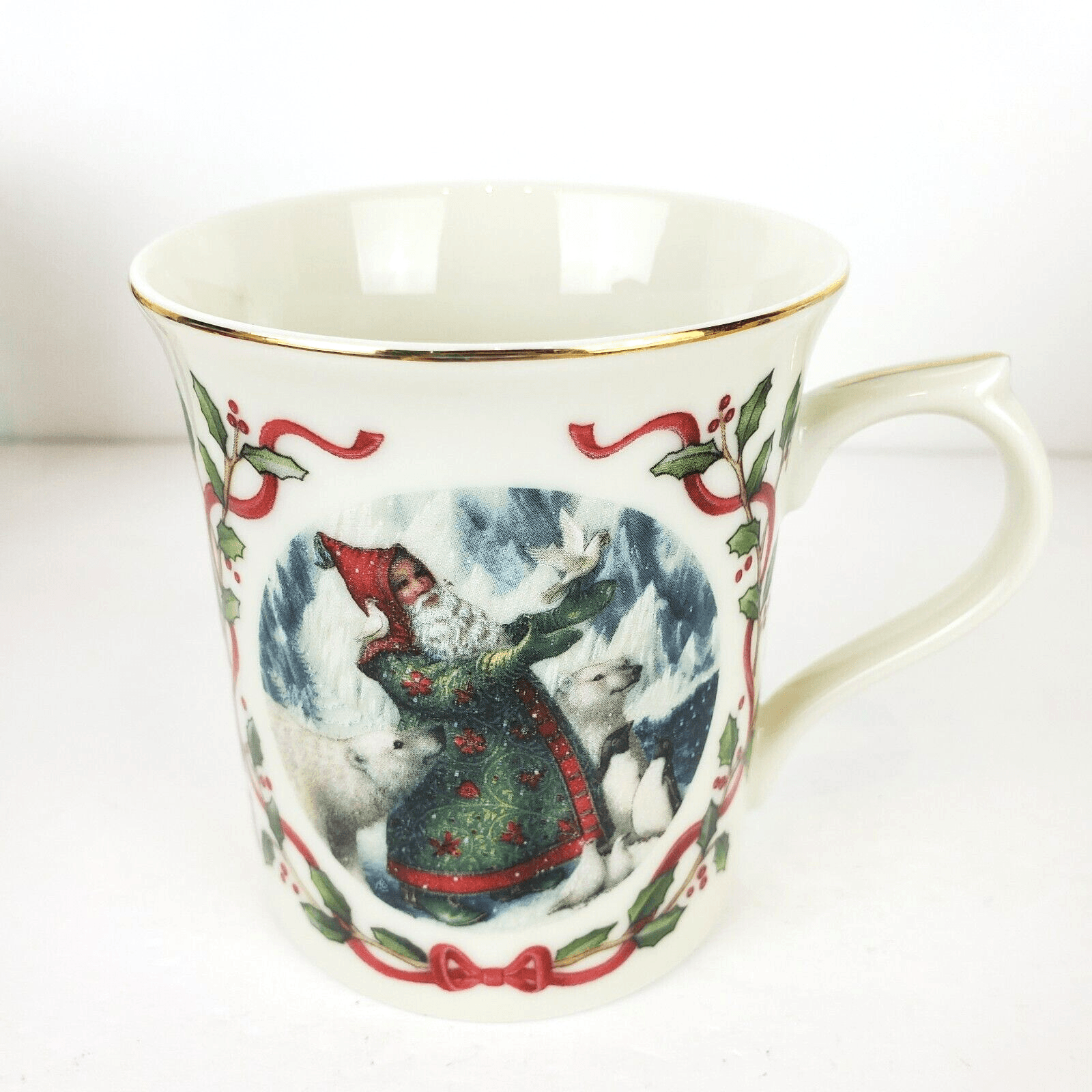 Vtg 1995 Lenox Magic Of Christmas Mug Collection Porcelain Santa's Gift Of Peace