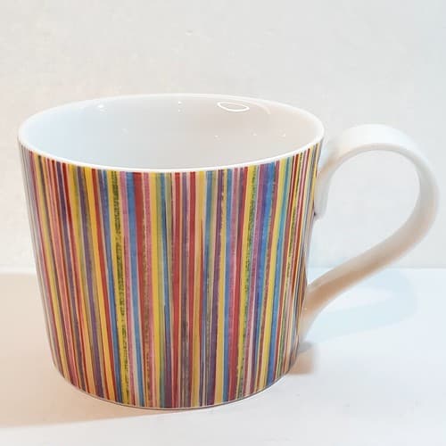 Starbucks 2008 Multi Colored Vertical Stripes Rainbow Coffee Tea Mug Cup 13 oz