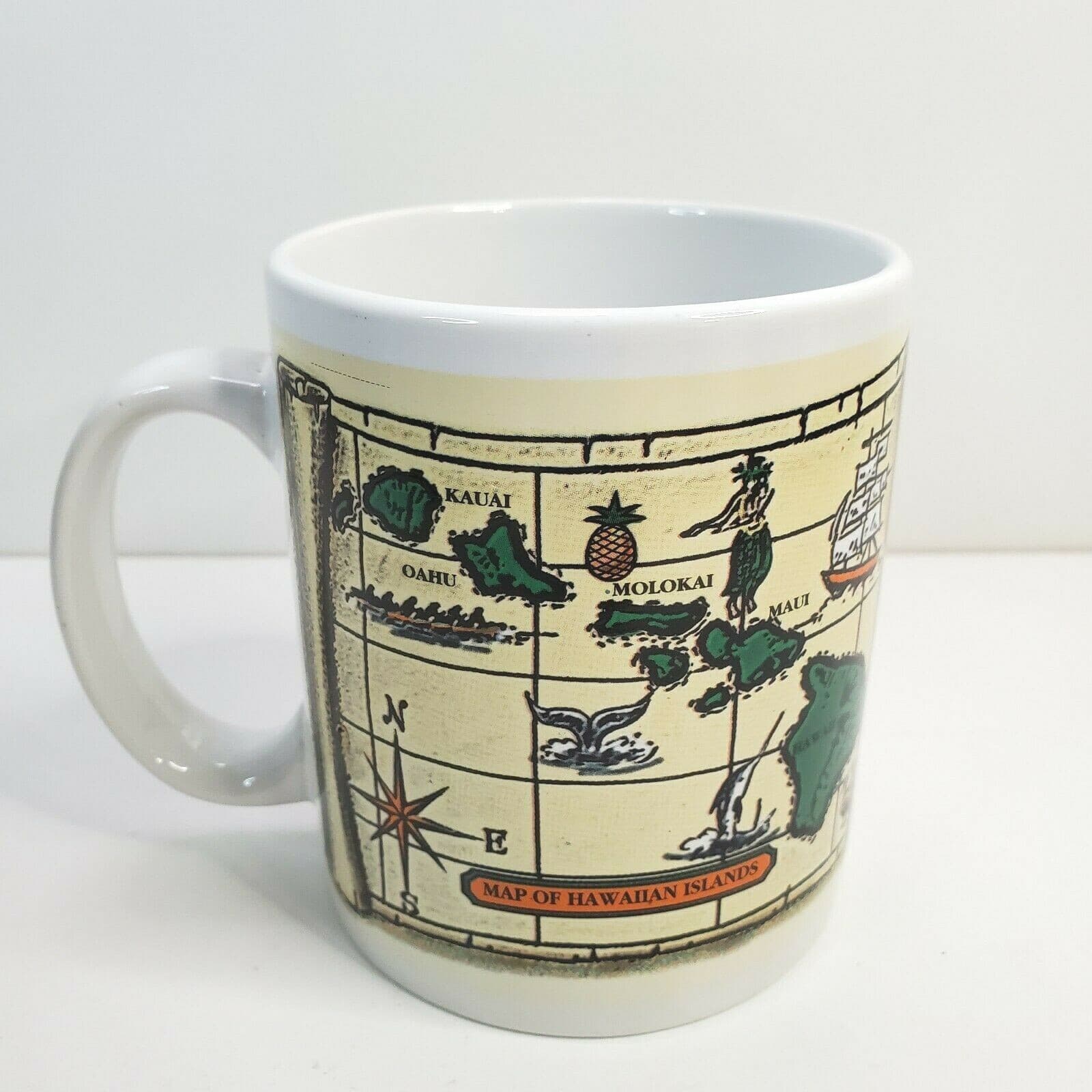 Vintage 1996 Island Heritage Treasures Map of Hawaiian Islands Coffee Tea Mug
