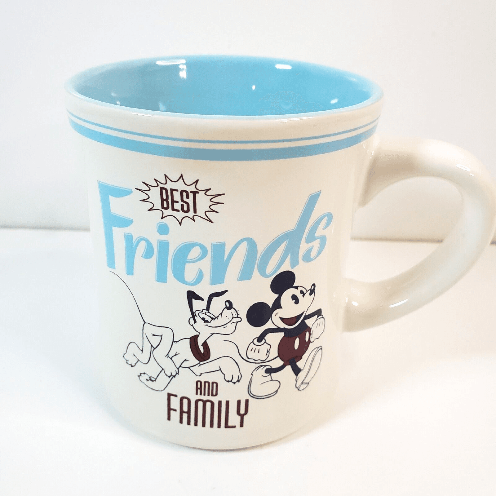 Disney Best Friends And Family Pluto and Mickey Coffee Tea Mug Cup Blue White