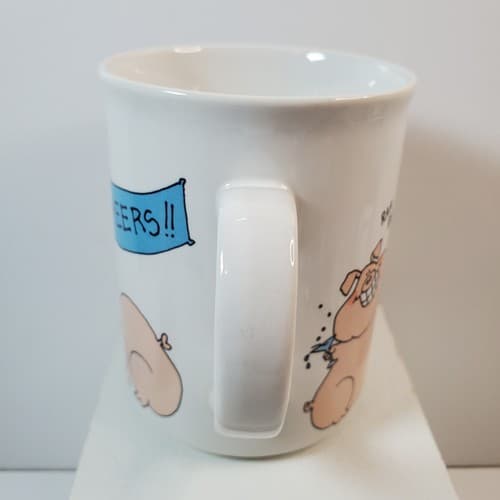 Vintage 1985 Enesco Birthday Cheers Judy Truedson Coffee Tea Mug Cup Pig Cat - Thumbnail 4