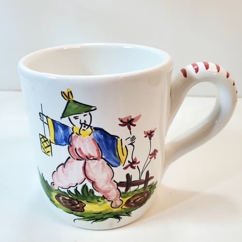 Vintage Made in Italy for Gumps Ceramic Chinese Design Coffee Tea Mug Cup
