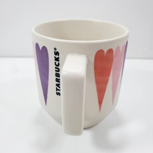 Starbucks 2016 Valentines Day Painted Hearts Ceramic Coffee Mug Cup Love 12oz - Thumbnail 4
