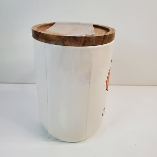 Rae Dunn Halloween “JACK O'LANTERN" Pumpkin Mug With Wooden Coaster Lid New - Thumbnail 5