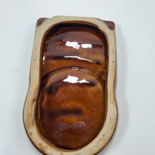 Vintage Brown Glazed Ceramic Sip & Smoke Ashtray & Coaster Mug Cup Holder Taiwan - Thumbnail 2