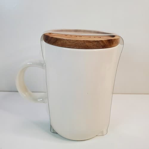 Rae Dunn Halloween “JACK O'LANTERN" Pumpkin Mug With Wooden Coaster Lid New - Thumbnail 4