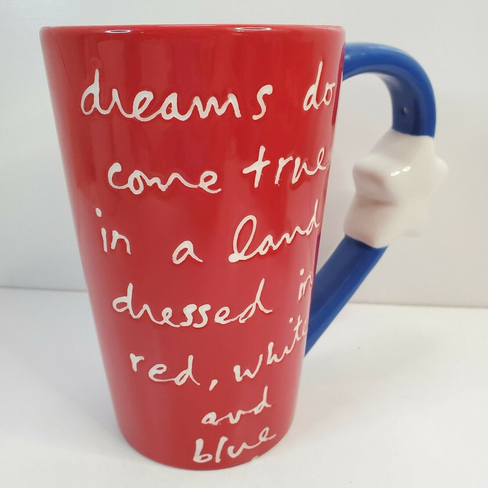 Sandra Magsamen Coffee Latte Mug Dreams Do Come True In A Land Red White & Blue