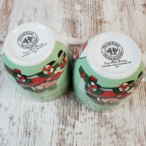 Fitz and Floyd “Top Hat Frosty” Christmas Ceramic Coffee Tea Mugs Cups Set of 2 - Thumbnail 8
