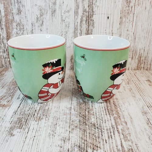Fitz and Floyd “Top Hat Frosty” Christmas Ceramic Coffee Tea Mugs Cups Set of 2 - Thumbnail 7