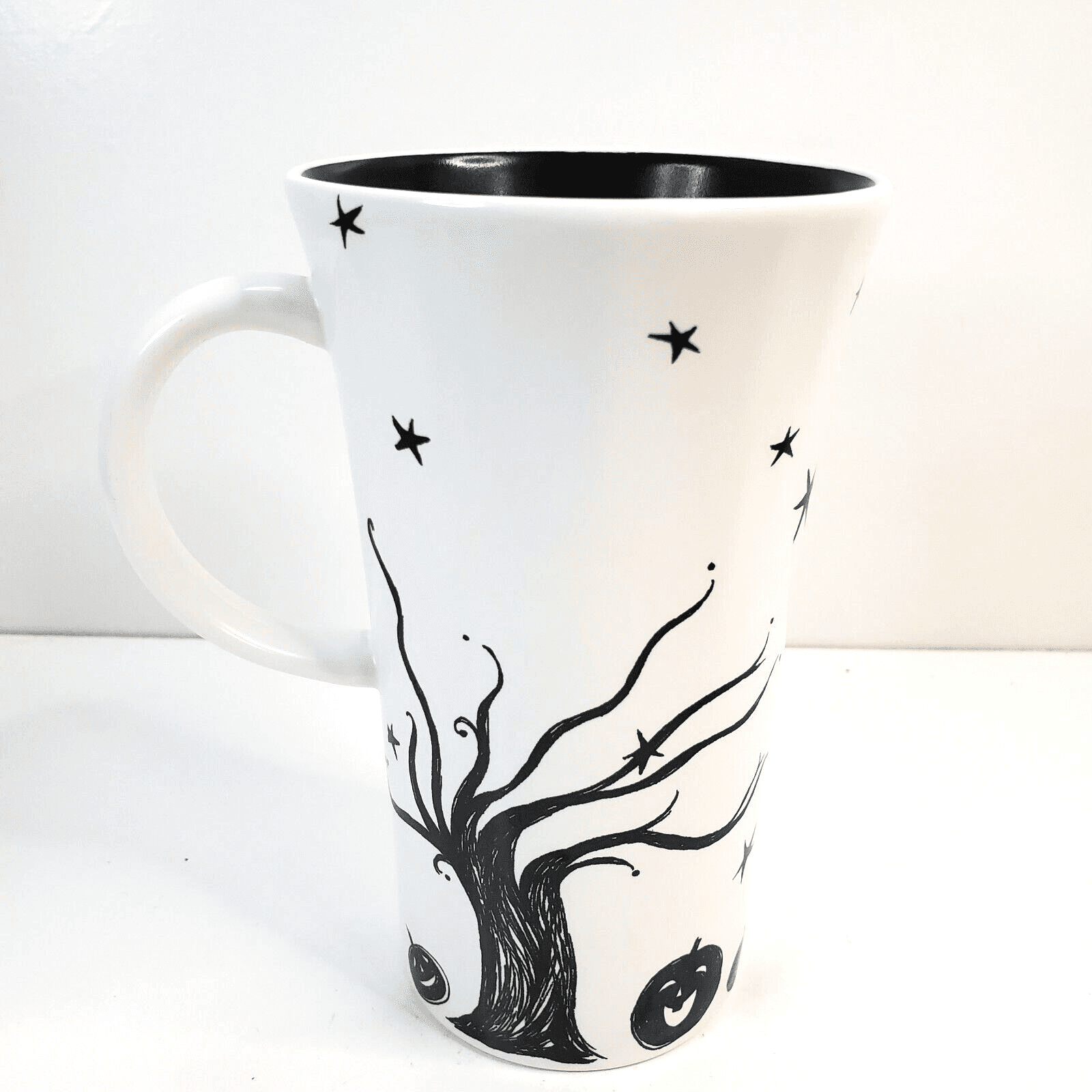 Starbucks 2007 Halloween Black White Coffee Mug Cup 14 Oz Pumpkins - Thumbnail 3