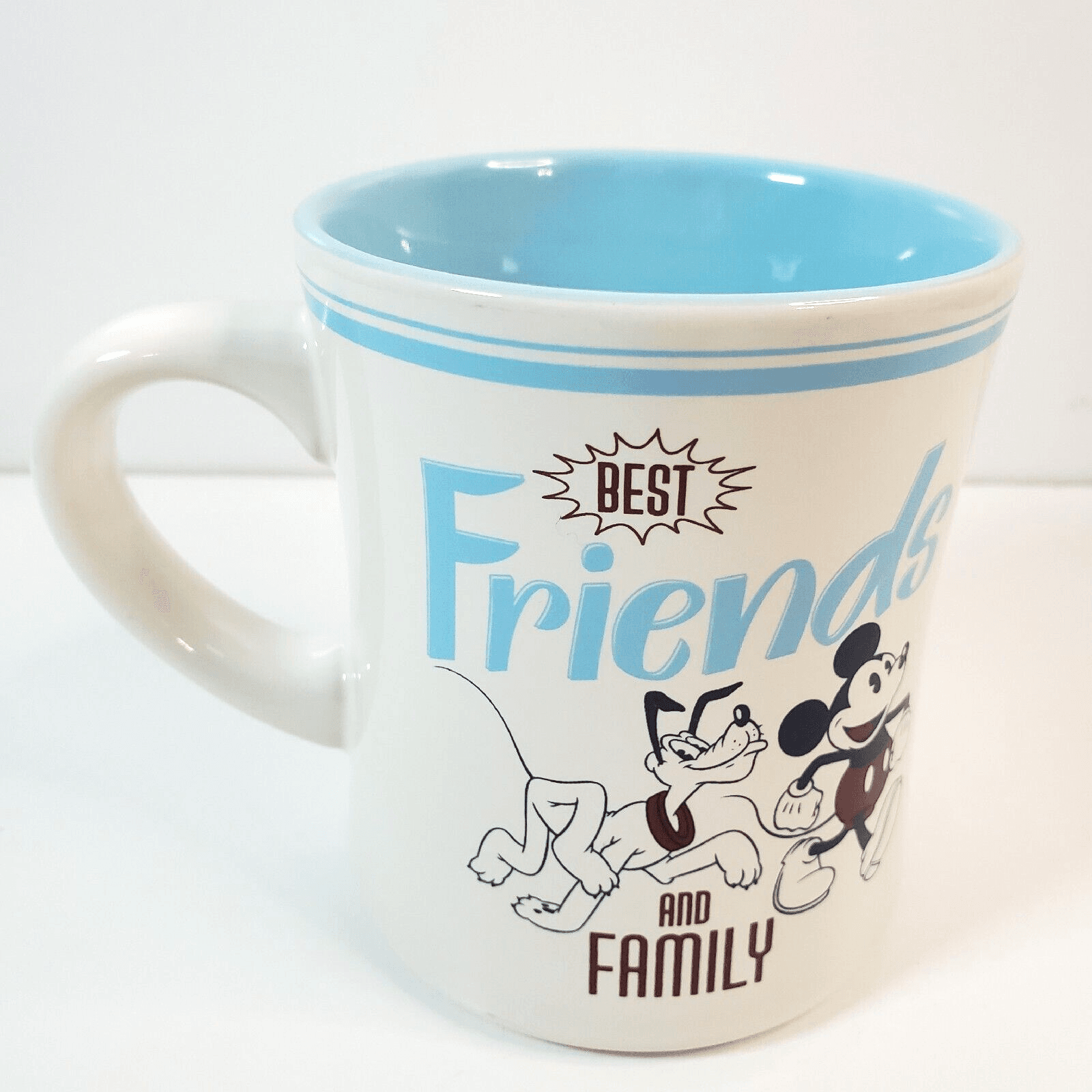 Disney Best Friends And Family Pluto and Mickey Coffee Tea Mug Cup Blue White - Thumbnail 3