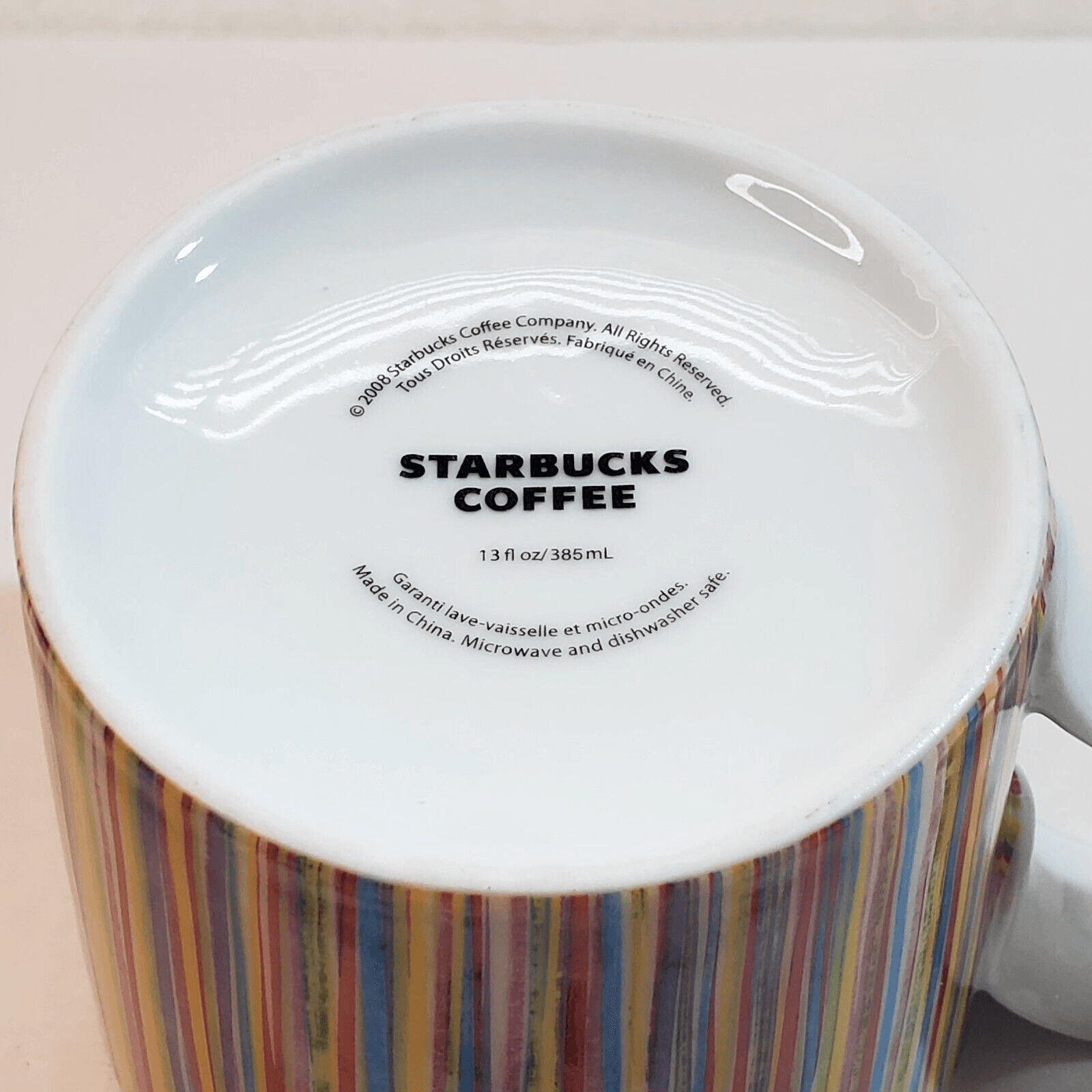 Starbucks 2008 Multi Colored Vertical Stripes Rainbow Coffee Tea Mug Cup 13 oz - Thumbnail 6