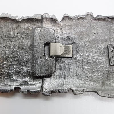 Vintage 90s PAPPAGALLO Pewter Tone Metal Two Piece Belt Buckle Abstract Y2K - Thumbnail 4