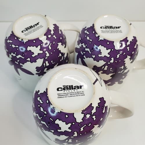 The Cellar Whiteware Mugs Violet Design Set of 3 Made expressly for Macys - Thumbnail 3