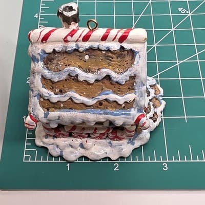 2 Frosted Glitter Gingerbread House Ornaments With Candy Cane Opening for Bulb - Thumbnail 9