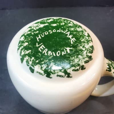 Hudsonware Vermont White Green Splatter Sponge Maple Leaf Ceramic Coffee Mug - Thumbnail 6