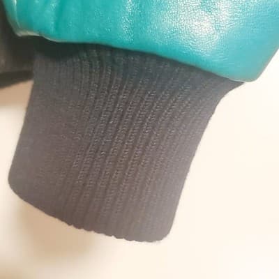 Vtg Michael Hoban for North Beach Black Green Leather Bomber Jacket Sz 7/8 HOBO - Thumbnail 9