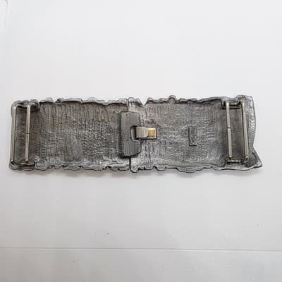 Vintage 90s PAPPAGALLO Pewter Tone Metal Two Piece Belt Buckle Abstract Y2K - Thumbnail 3