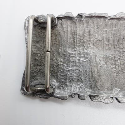 Vintage 90s PAPPAGALLO Pewter Tone Metal Two Piece Belt Buckle Abstract Y2K - Thumbnail 6