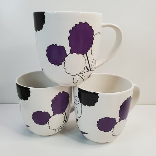 The Cellar Whiteware Mugs Violet Design Set of 3 Made expressly for Macys - Thumbnail 2